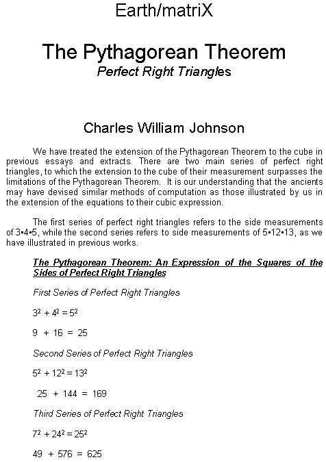 The Pythagorean Theorem Perfect Right Triangles